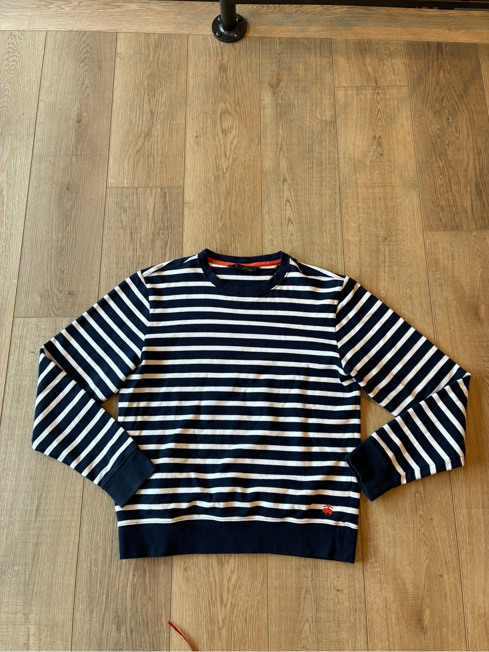 Brooks Brothers Navy and White Striped Crewneck Sweatshirt nautical oversize s
